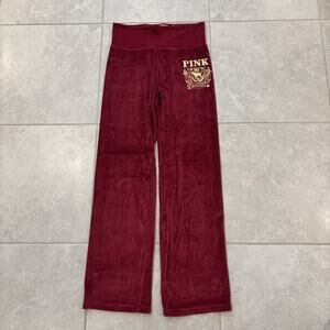 Victoria's Secret Pink Yoga Pants Womens Small Foldover Velour Straight Logo